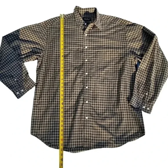 Eddie Bauer Men's Brown Plaid 100% Cotton Long Sleeve Shirt Sz Large - Picture 4 of 10